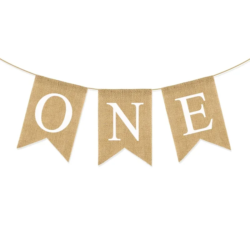 

Гирлянда из мешковины "ONE" для первого дня рождения