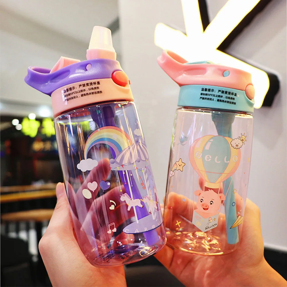 Duck Beak Straw Cup With Lock Catch, Fall Proof And Leak Proof Plastic Water Bottle For Children In Summer