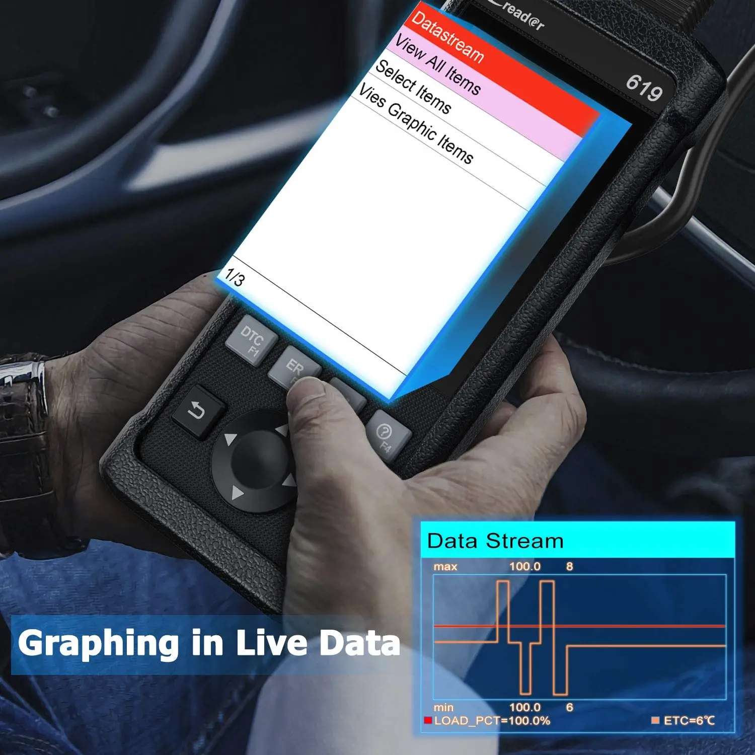 LAUNCH CR619 Автомобильный диагностический инструмент OBD2 для чтения и очистки ошибок двигателя, ABS и подушек безопасности SRS ODB OBD 2 автомобильный сканер X431.