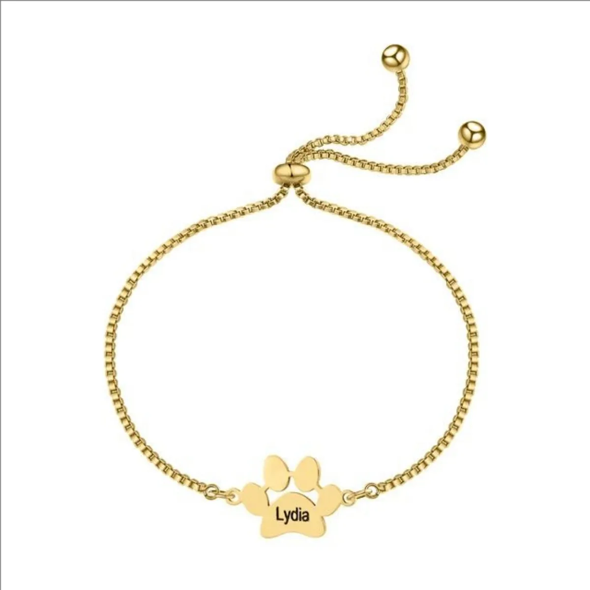 Регулируемая цепочка на заказ с гравировкой имени браслет в виде собачьей лапы
