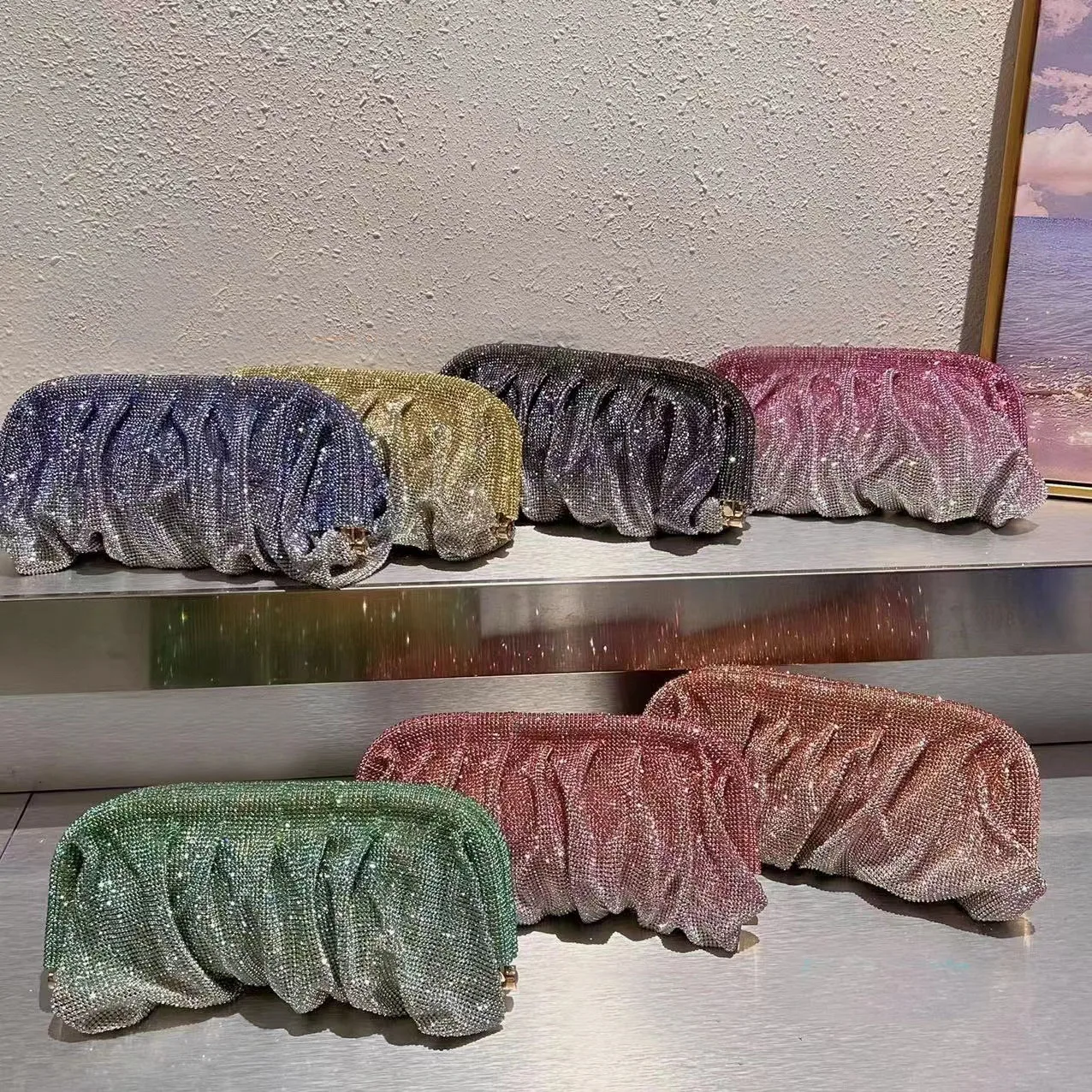 

Fashion Rhinestones Bling Evening Cltuch Bags Purse High Quality Cltuch Bags Women Luxury Party Prom Diamonds Day Bag B4-19