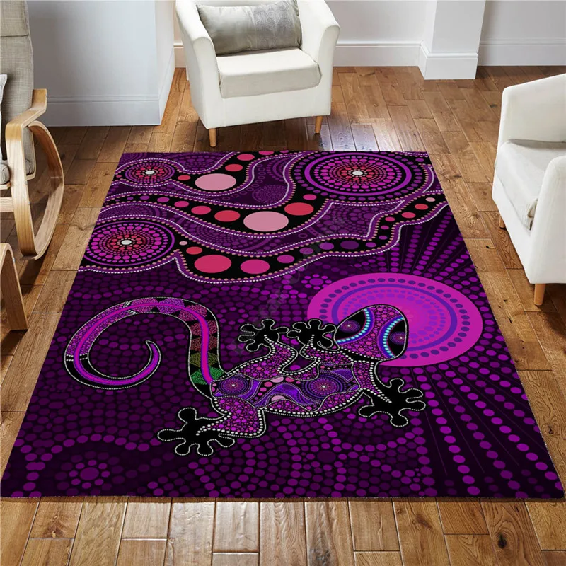 

Aboriginal Purple The Lizard and The Sun Australia Indigenous Rug Non-slip Mat Dining Room Living Room Soft Bedroom Carpet