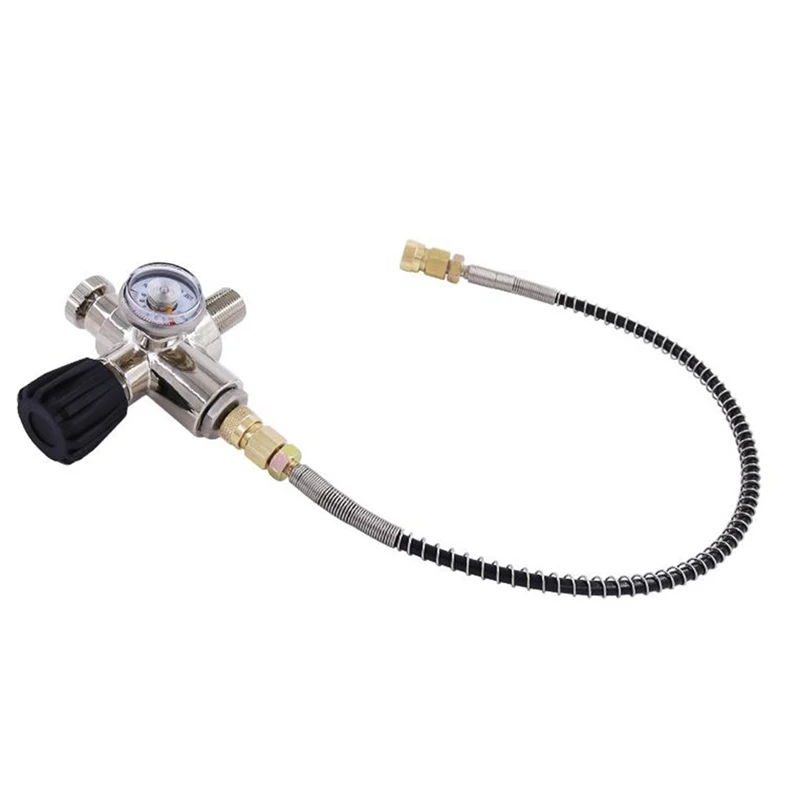 

Scuba CO2 Tank Compressed Air DIN Valve Gauge & Fill Station, 300Bar/4500Psi High Pressure, 7/8-14 UNF Male Thread