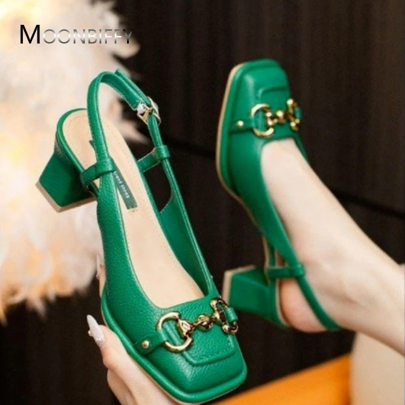 

Женская однотонная обувь на высоком каблуке, новая летняя коллекция 2022 года, Повседневная модная универсальная женская обувь с пряжкой