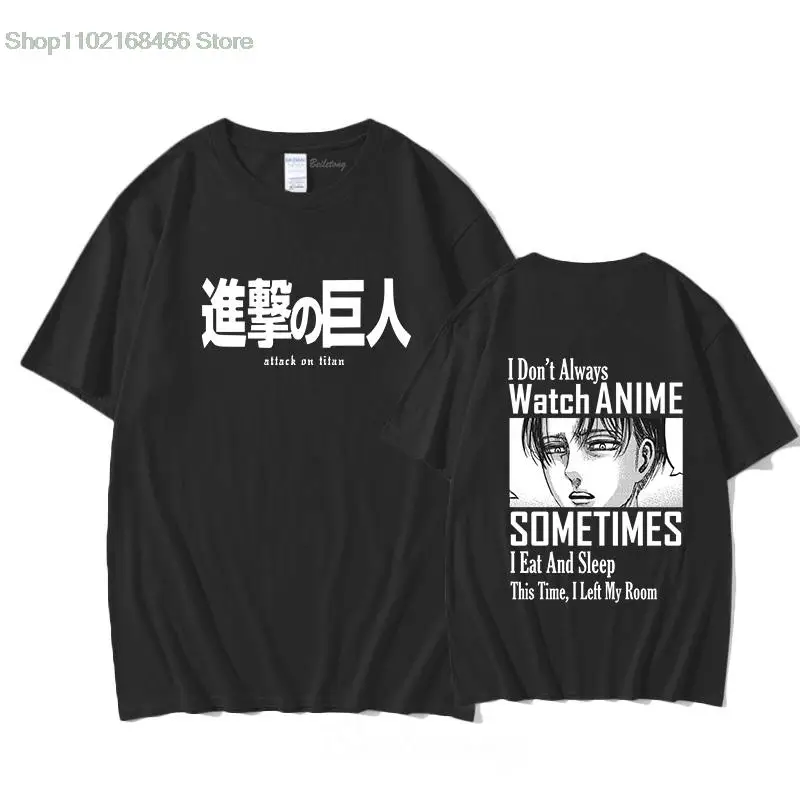 

Attack on Titan Shirt Cotton Men Shingeki No Kyojin Titans Attack Levi Manga Print T-shirt Japanese Anime Tees Unisex Streetwear