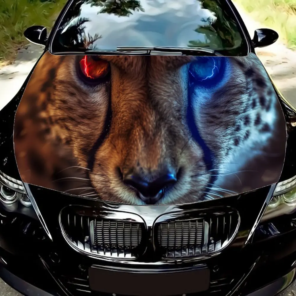 Красный синий глаз леопардовый принт обертка на капот автомобиля цветная