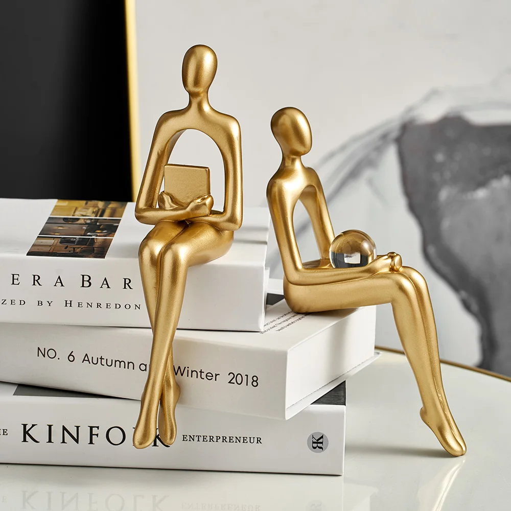 

Nordic Office Thinker Statue Elegant for Indoor Living Room Decoration Home Art Figures Desktop Abstract Sculpture Decorative