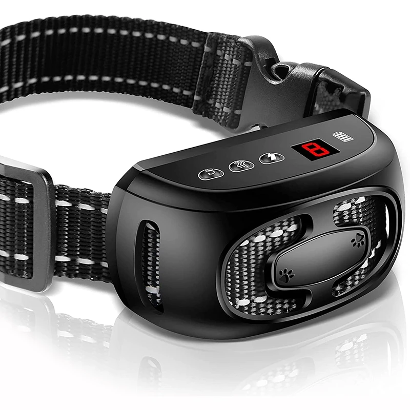 

Dog Bark Collar No Barking Shock Collar Rechargeable Smart Anti Barking Training Detection with Beep(Black)-ABUX