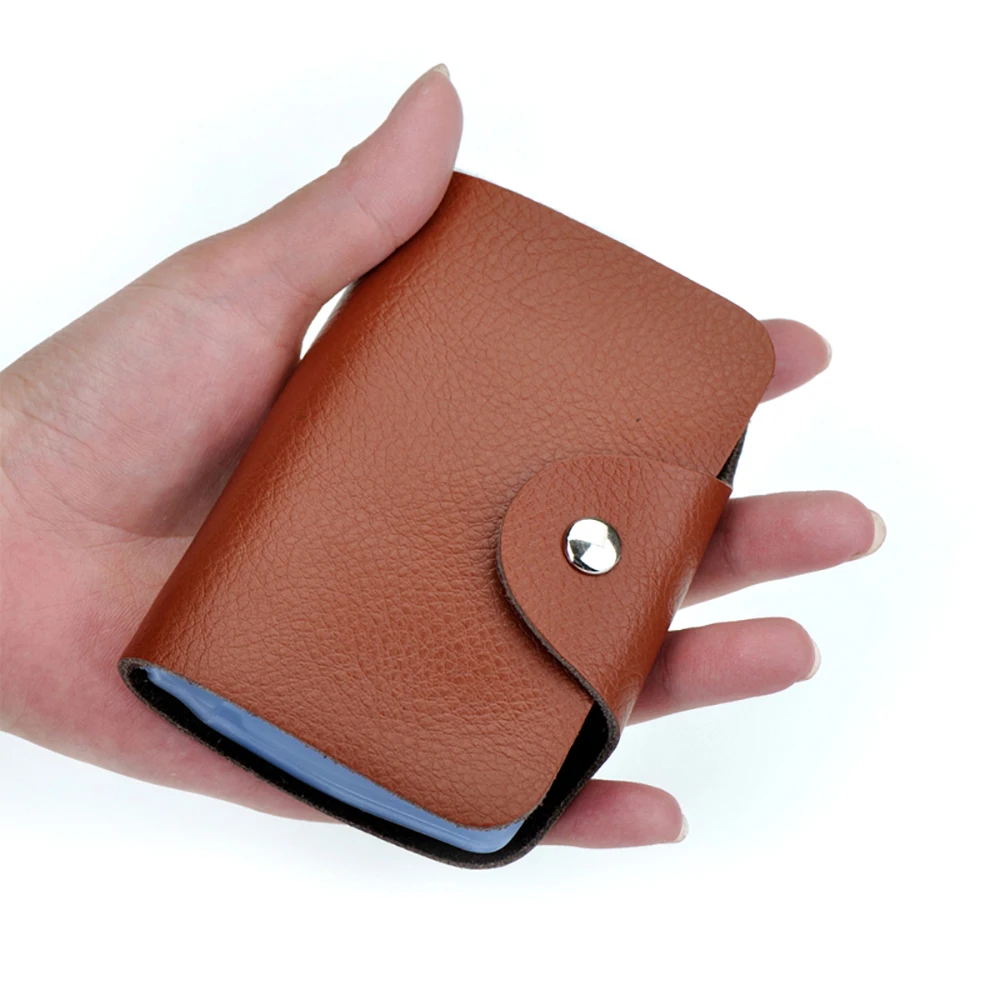 Leather 26 Card Slots Cardholder Large Capacity Business Card Case Female ID Credit Card Bag Purse Simple Solid Pocket Wholesale