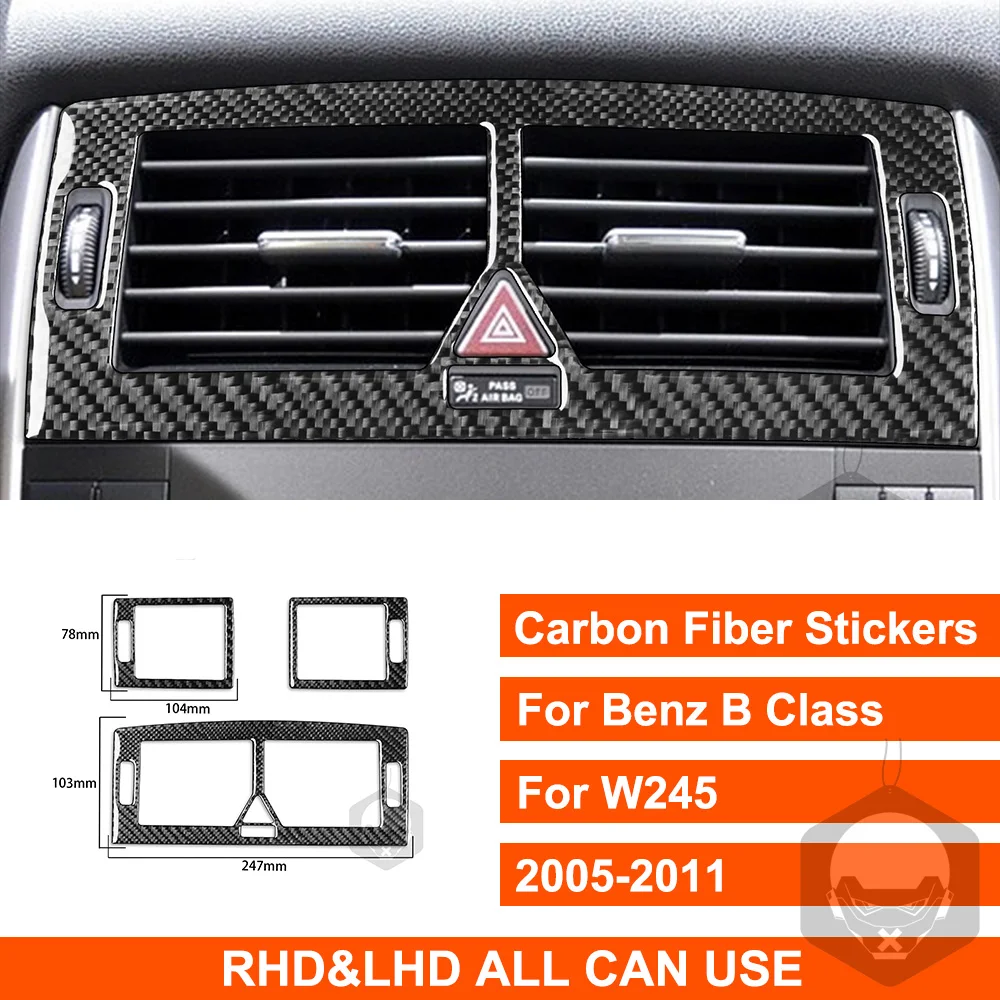 

Для Benz B Class W245 2005-2011 наклейка из настоящего углеродного волокна, вентиляционная панель кондиционера, крышка автомобиля внутри, декоративные аксессуары