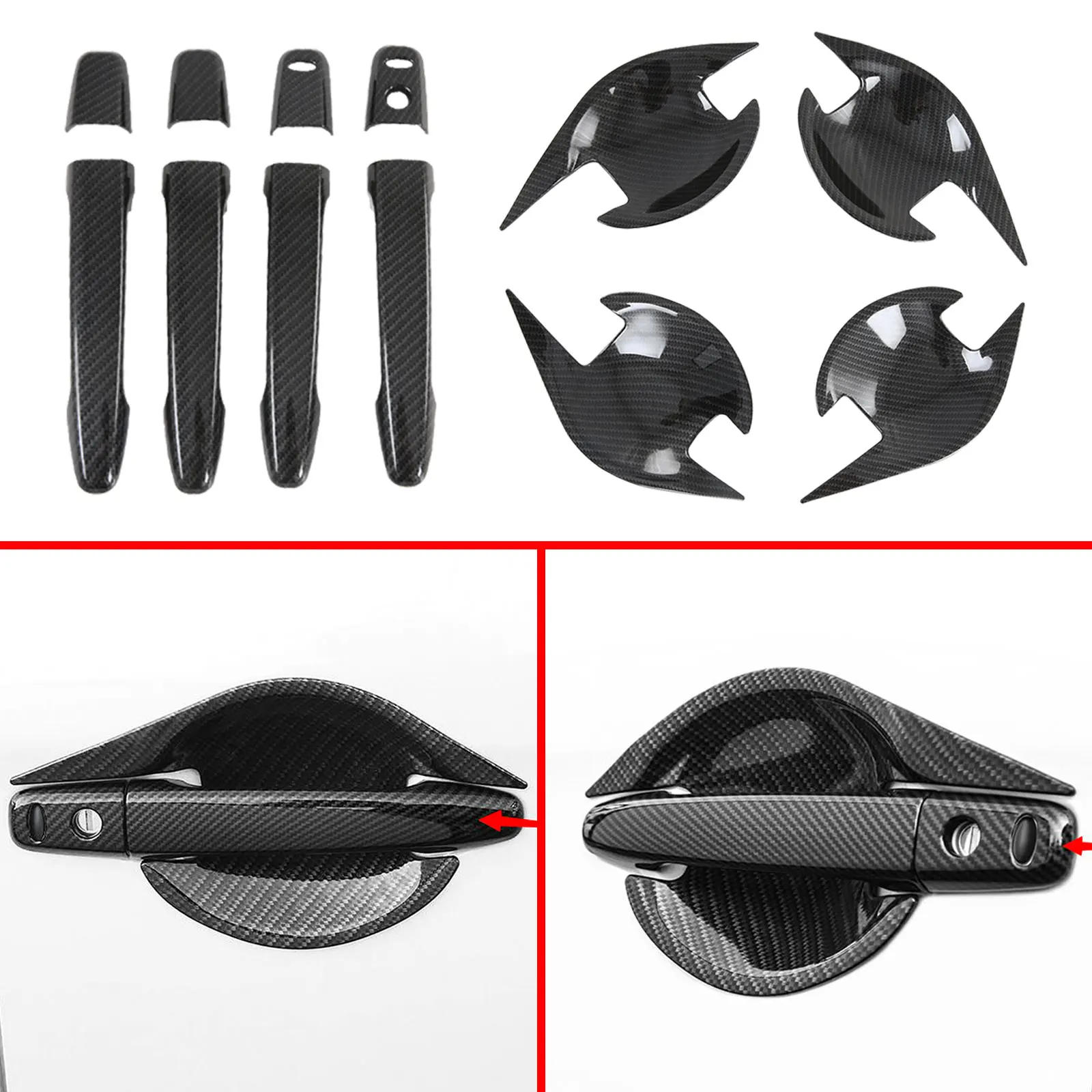 

For Mitsubishi RVR ASX Outlander Sport 2020 2021 Carbon Fiber Door Handle Bowl Protector Cup Cover Trim Accessories