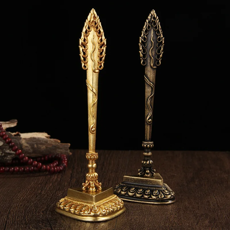 

Copper Manjusri Wisdom Sword Tibetan Nepal Buddhist Vajra Sacrificed Tailsmen Instrument Putting Decoration Figurines Crafts
