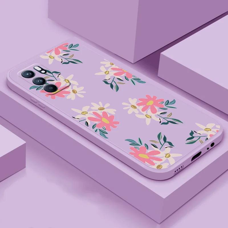 

For OPPO Reno 6 5G 6 Pro 5G 6 Pro Plus soft phone case TPU silicone flower phone Shell simple color back cover phone case
