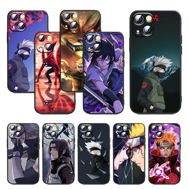 

Naruto Anime Akatsuki Uchiha Luxury For Apple iPhone 11 12 13 Max Mini 6 7 8 X XR XS Pro Plus Black Soft Cover Funda Phone Case