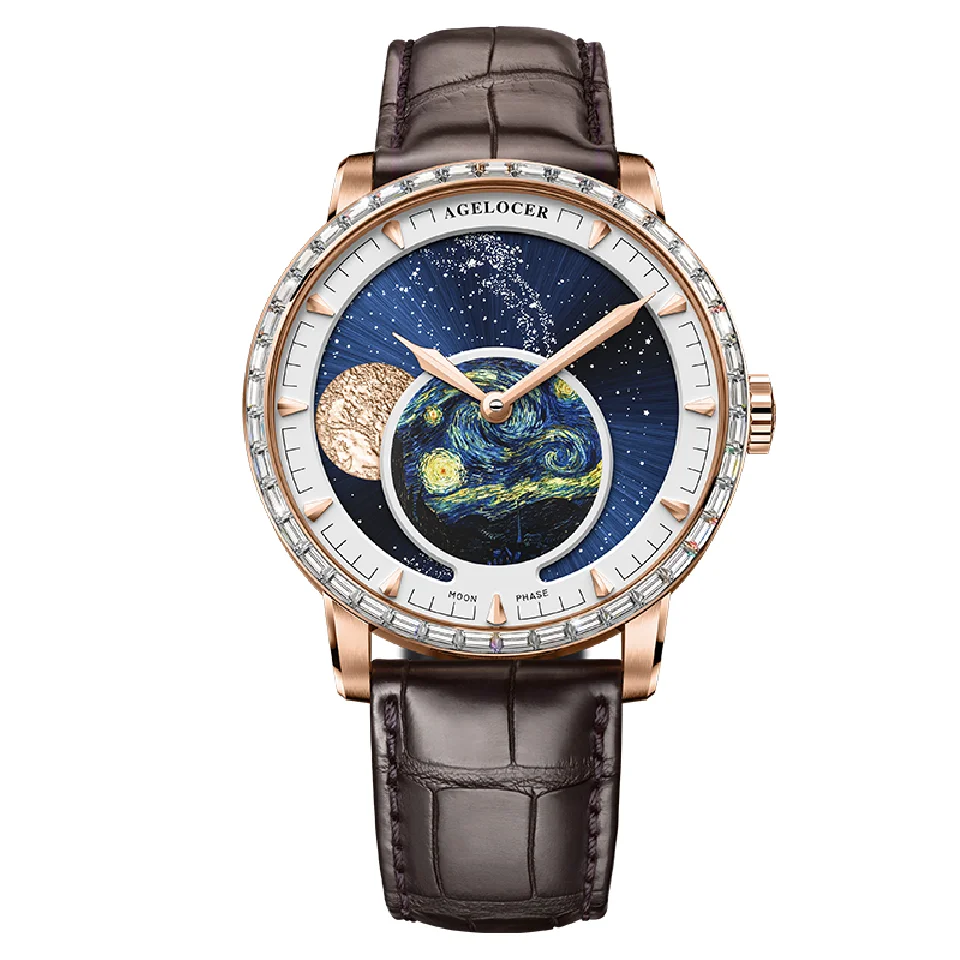 

AGELOCER New Luxury Moon phase Mens Mechanical Watches with Sapphire Crystal Power Reserve Automatic Watch Men Relogio Masculino