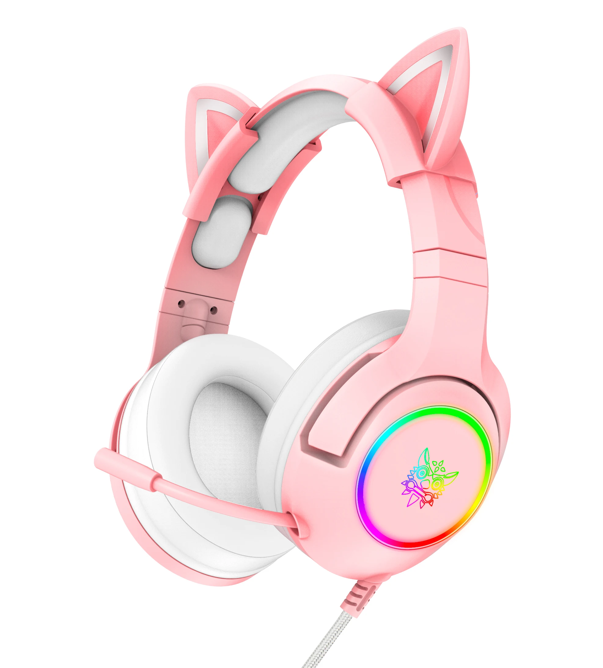 

Onikuma K9 Pink Cute Cat Ear Headphones Dynamic RGB Professional Gaming Headset Stereo Noise Cancelling for PS5 Xbox Gaming