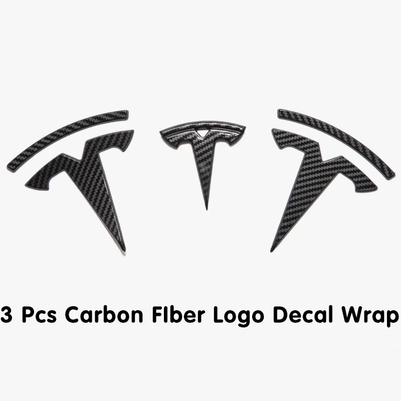 

Front Logo Accessories For Tesla model 3 Carbon Fiber ABS Model3 Car Front Rear Sticker Automobile logo decoration 3pca