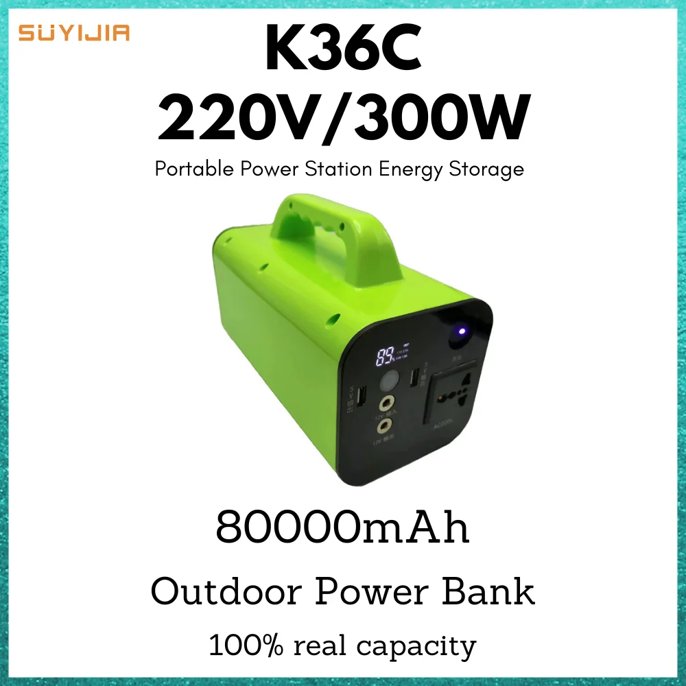 

220V Power Bank 300W 80000mAh Portable Power Station Solar Generator Outdoor Camping Drone RV Emergency Power Supply