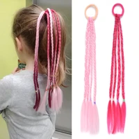 girls colorful wigs ponytail hair ornament headbands rubber bands beauty hair bands headdress braided kids gift hair accessories