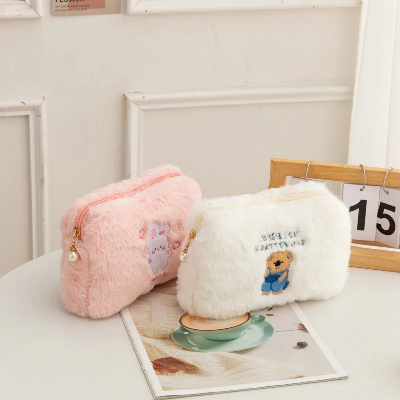 Плюшевая косметичка милый маленький медвежонок кролик Портативная сумка для