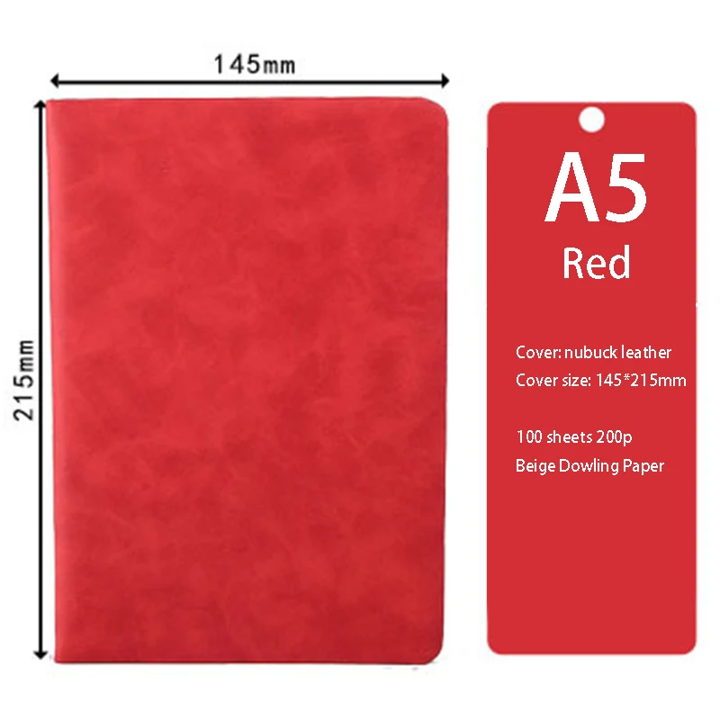

Frosted Notebook A5 Planner Red Notepad Art and Creative Simple Literature Office Diary Stationery Gifts School Supplies