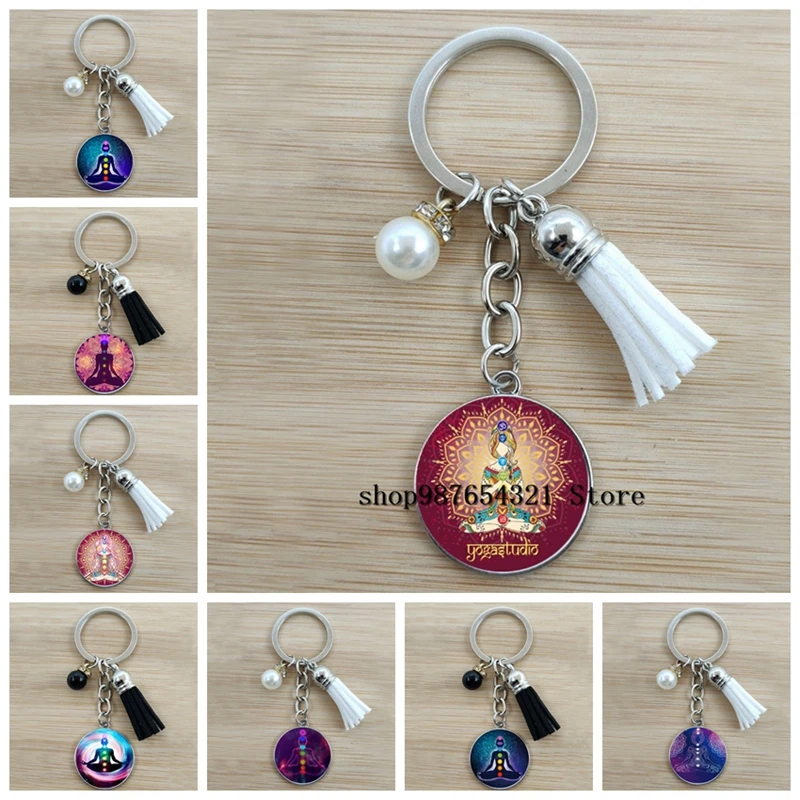 Индийский Будда медитация 7 Чакра брелок Мандала психоделическая Йога Выпуклое