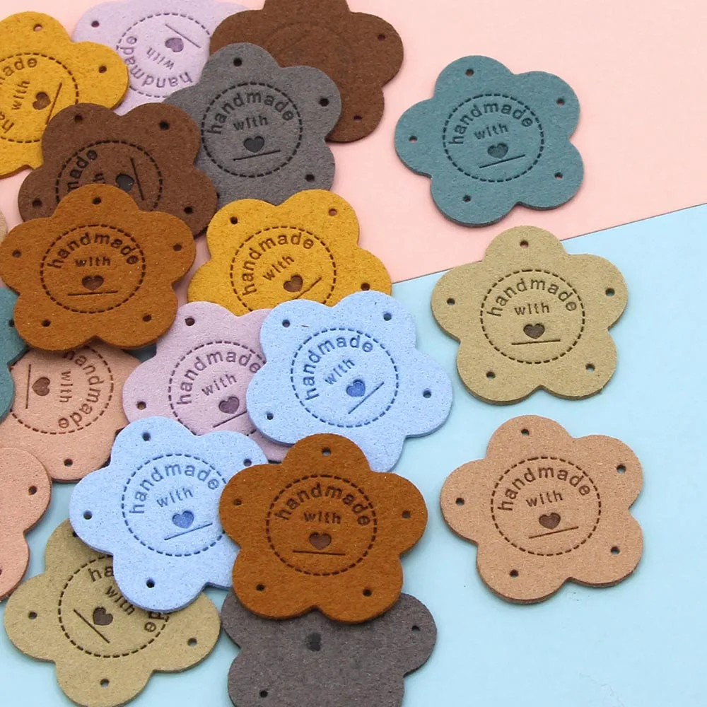 20 шт. Цветочные этикетки ручной работы с любовью кожаные бирки для шляпы вязаная