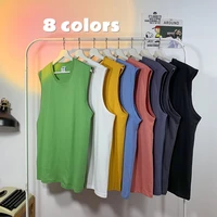 2022 new solid color mens 100 cotton sleeveless vest waistband couple casual vest t shirt wholesale in 9 colors