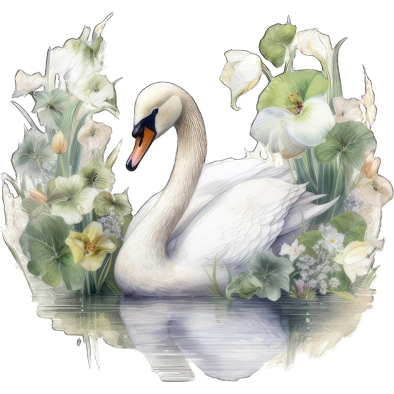 Самоклеящиеся наклейки на стену Лебедь в пруду
