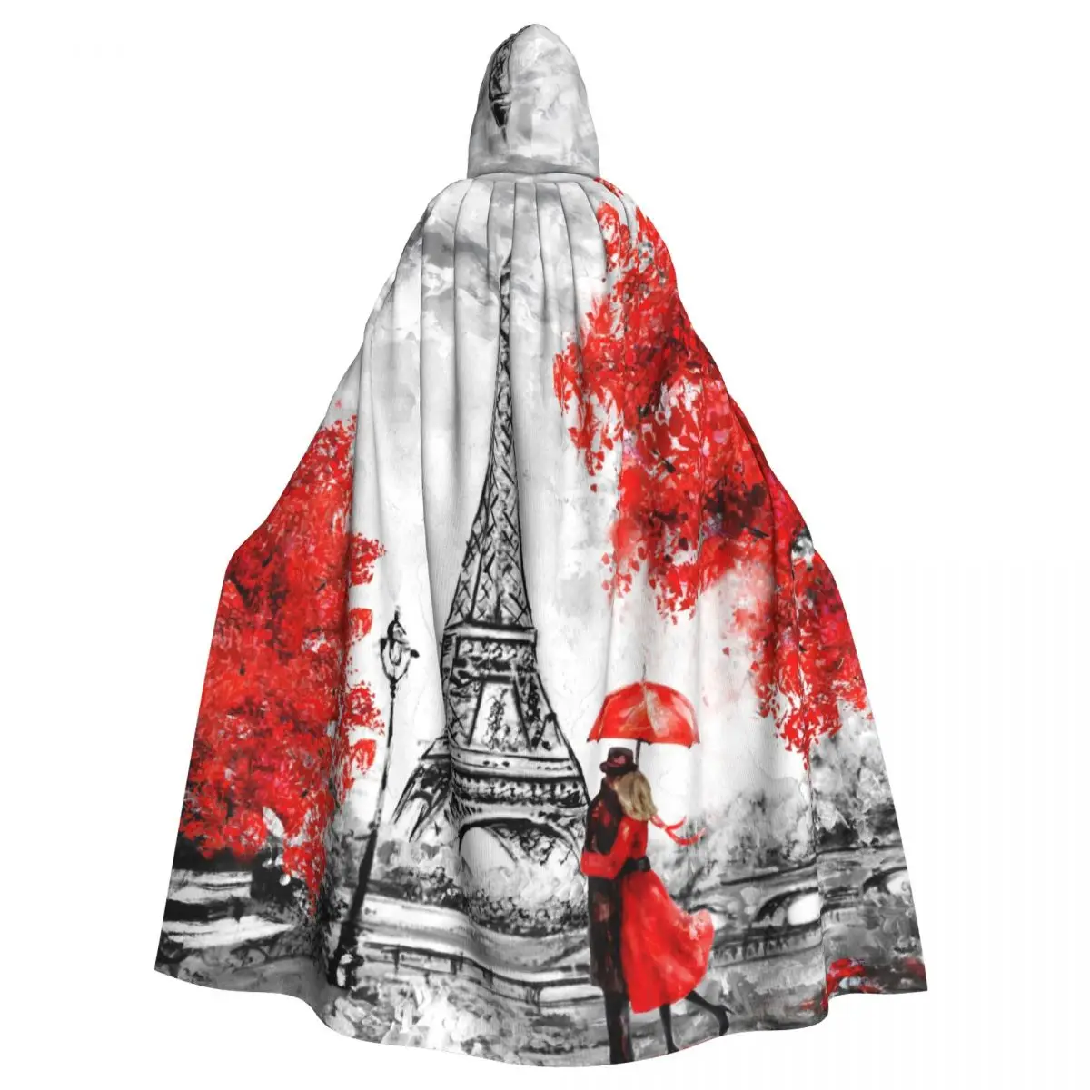 

Adult Cloak Cape Hooded Landscape France Eiffel Tower Couple Medieval Costume Witch Wicca Vampire Carnival Party