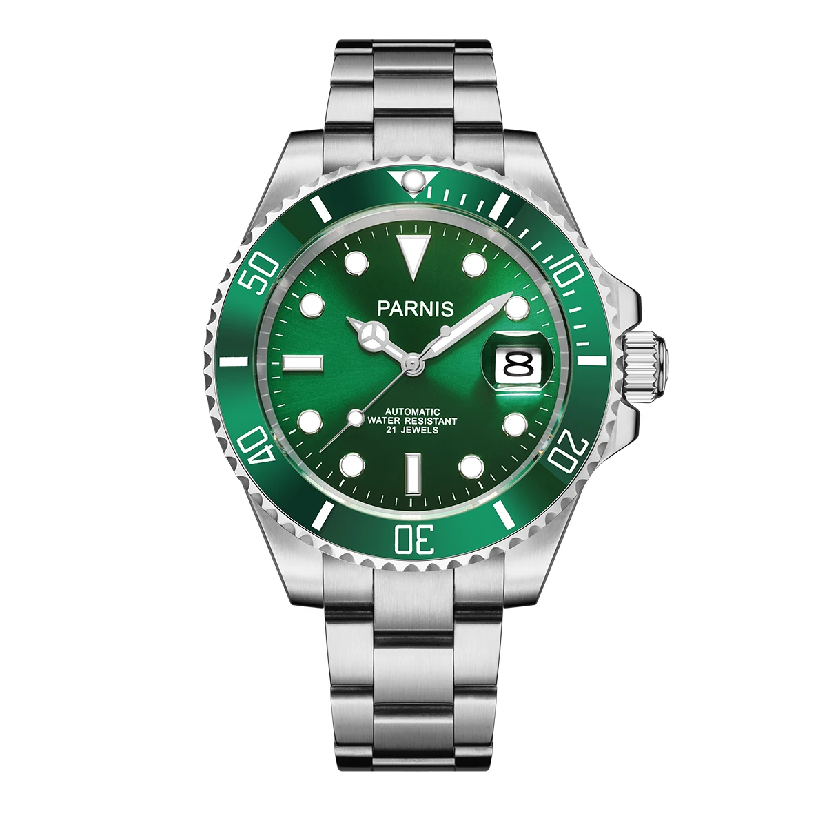 

Parnis 40MM Green Dial Automatic Mechanical Men Watch Sapphire Crystal Calendar Watches relogio masculino Top Luxury Brand 2022