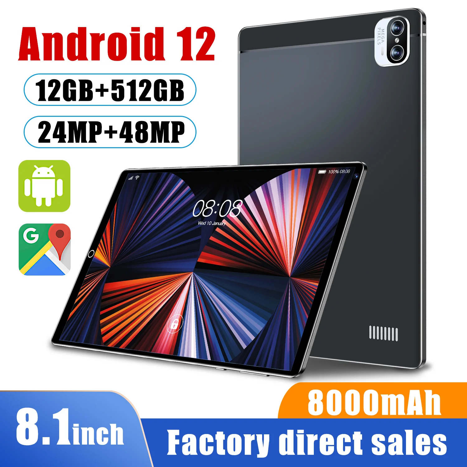 2023 Gobal Version X5 Tablet Pc Android 8 Pollici Android 12 12Gb 512Gb Deca Core Google Play Wps 5G Wifi Bluetooth Vendita Calda Laptop