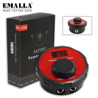 emalla round tattoo power supply upgrade digital lcd dual tattoo machine gun power for foot pedal needle makeup tattoo supplies