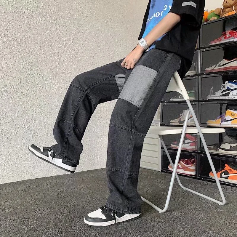 2022 Black Baggy Jeans Men's Fashion Retro Casual Straight Jeans Men Streetwear Hip Hop Loose Denim Pants Mens Trousers S-3XL