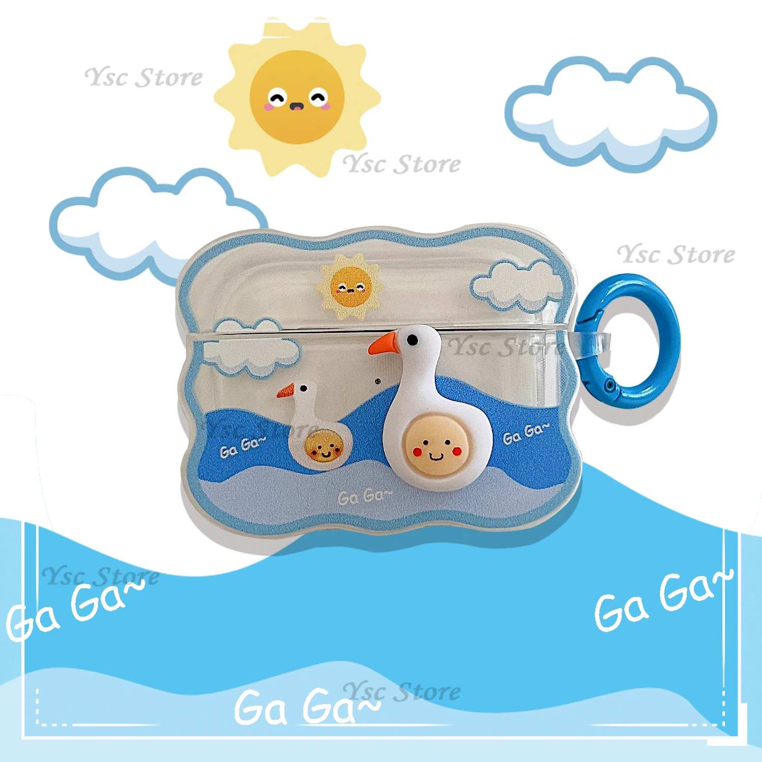 

3D волна утка для AirPods 3 2 1 Pro Чехол для AirPods3 2021 Bluetooth наушники защитный чехол креативный мультяшный противоударный чехол