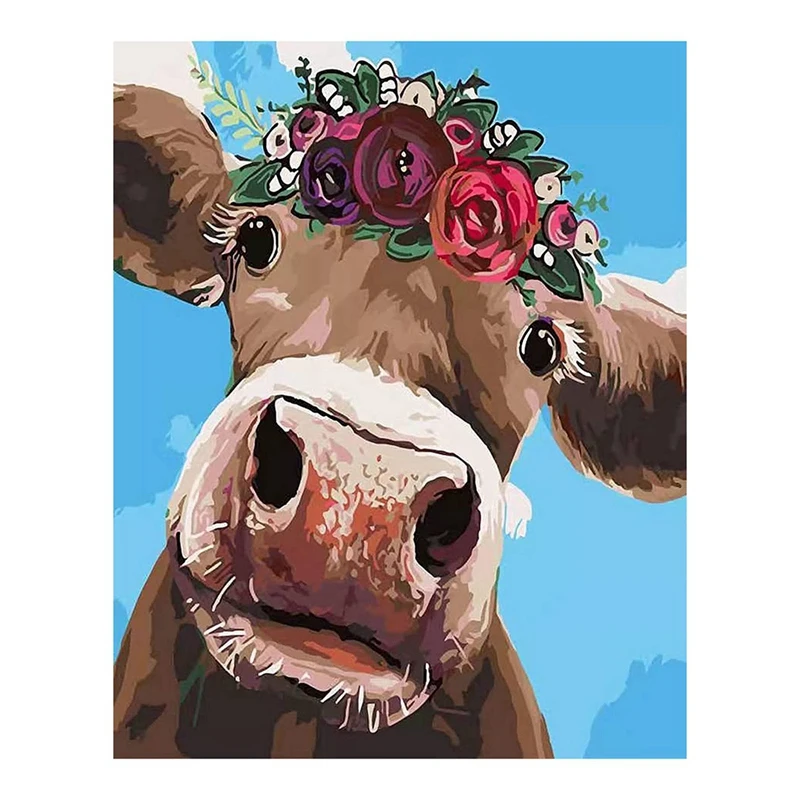 

Картина по номерам для фотографий, цветов, крупного рогатого скота, искусство «сделай сам», Масляная Краска на холсте с кистями и акриловым ...