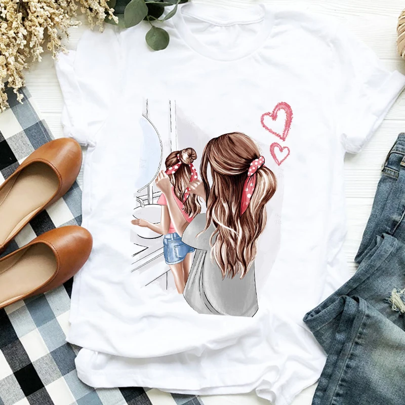 

Футболка женская с графическим принтом, модная рубашка с надписью Lovely Time, для мам и девушек, топ с принтом