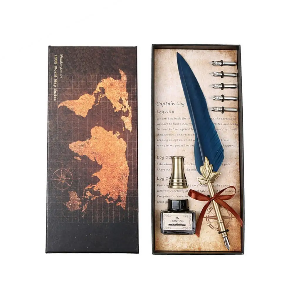 

Перьевая ручка в античном стиле, набор чернил для письма, Подарочная коробка с 5 наконечниками, свадебный подарок, перьевая ручка