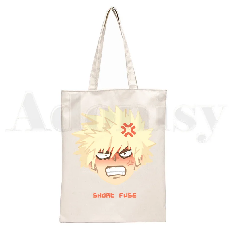 Boku No Anime My Hero Academia Bakugou Katsuki Graphic Cartoon Print Shopping Bags Girls Fashion Casual Pacakge Hand Bag