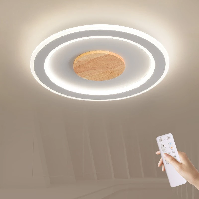 Modern Bedroom Led Chandeliers Nordic Fashion Round Ceiling Decoration Lights Ultra-thin Solid Wood Living Room Decor Lamps