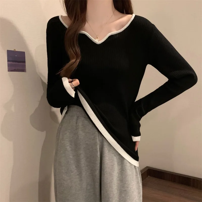 Вязаная нижняя рубашка больших размеров женская осенне-зимняя внутренняя одежда