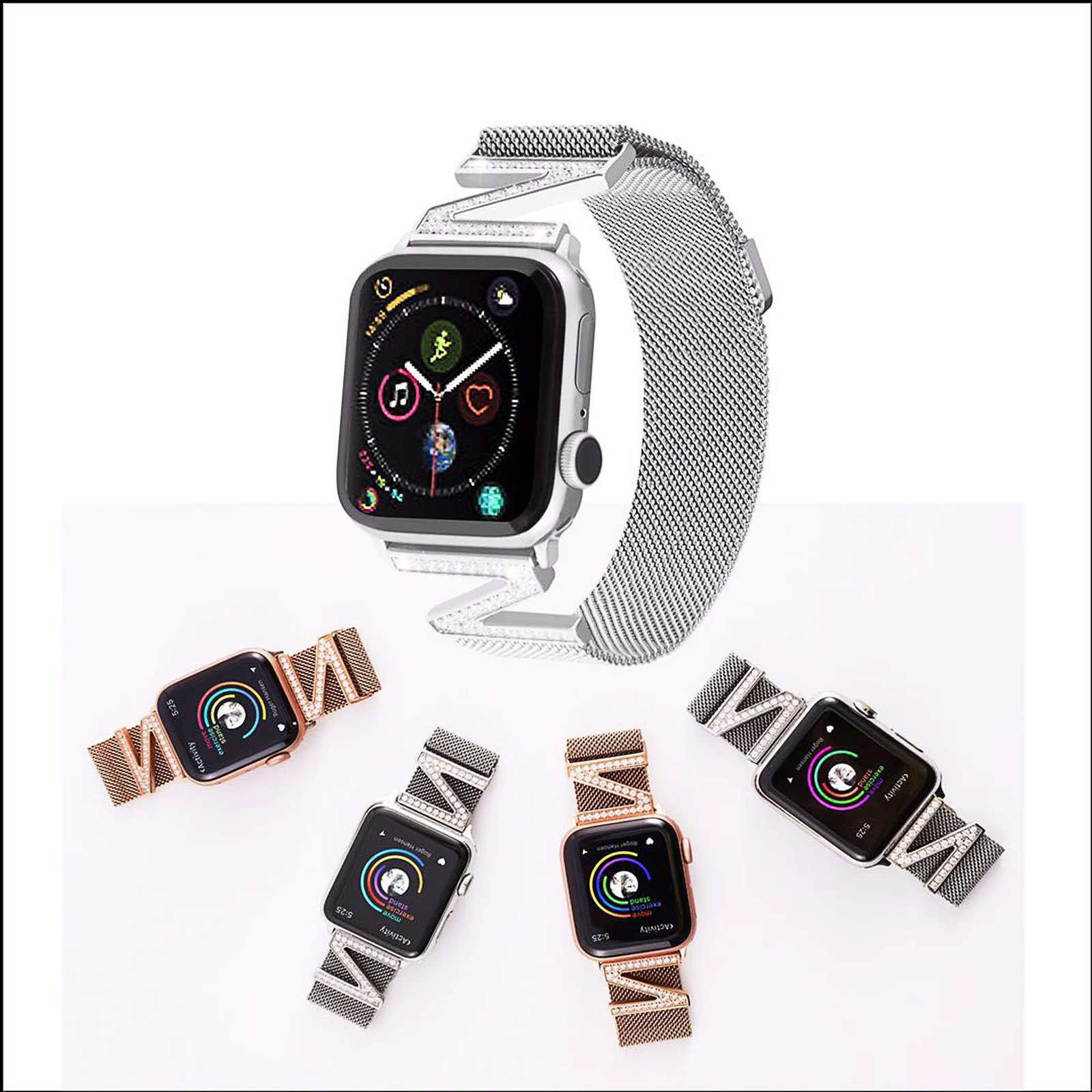 Magnetic Loop Milanese Strap For Apple Watch Band 44mm 42mm Metal correa 40mm Stainles Steel bracelet iwatch series 6 SE 5 4 3