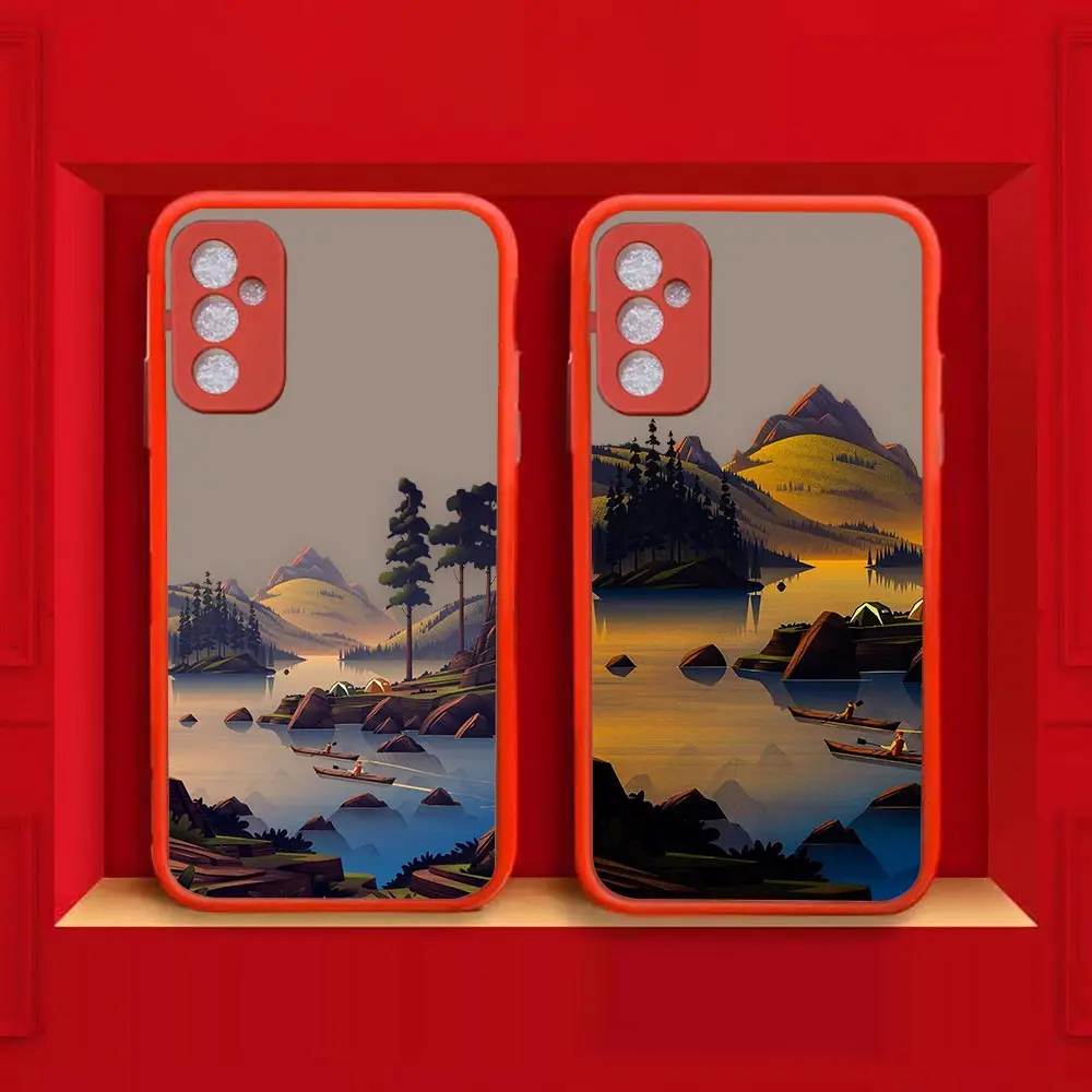 

Art Hand Painted Mountain Scenery Shockproof Case For Samsung M52 M32 J7 J6 PLUS J4 J8 M10 M20 M23 M30S M31 M33 M51 M62 5G Case