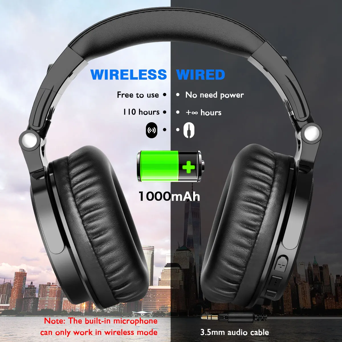 Oneodio Pro-C Беспроводные наушники с микрофоном 110H PlayTime ...