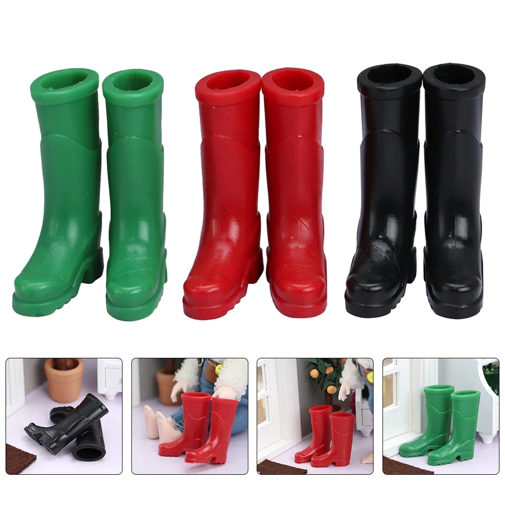 

3 pairs of Mini Boots Models Decors Simulated Mini Shoes Micro Landscape Props