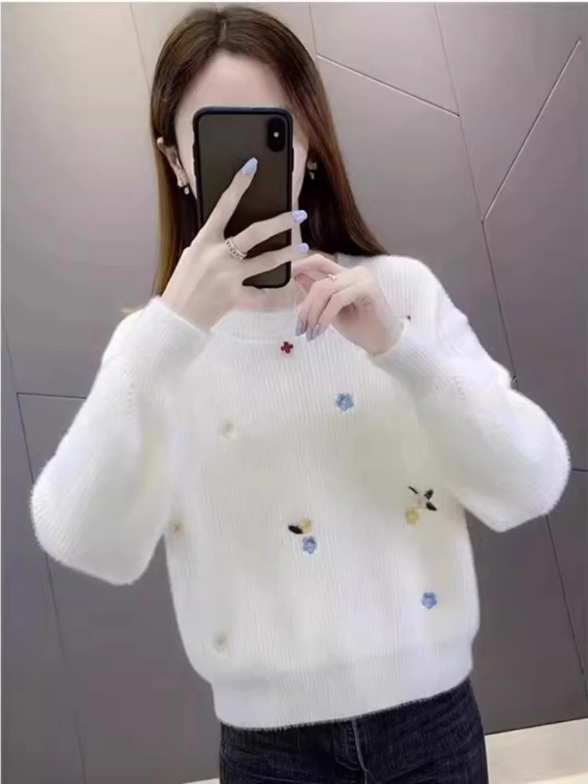 Осенне-зимний женский свитер 2024 новый свободный короткий осенне-зимний норковый