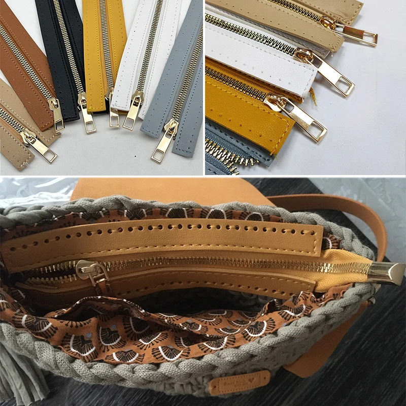 30cm Replaceable DIY Sewing Leather Zipper Useful For Crochet Bag Hardware Soild Zipper Sewing Accessory Handbag Leather Zipper