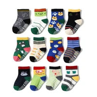 12 pack non slip kids toddler baby socks with grips 1 5 years boys girls multi colors children stocking cotton dropshipping