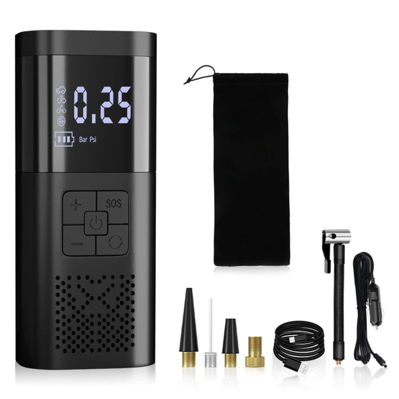 

Tire Inflator Portable Air Compressor for Car with Digital Pressure Gauge LED Light Mini Rechargeable Electric Air Pump