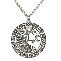 nostalgia odin raven amulet norse runes pagan wicca moon talisman jewelery viking pendants necklaces drop shipping